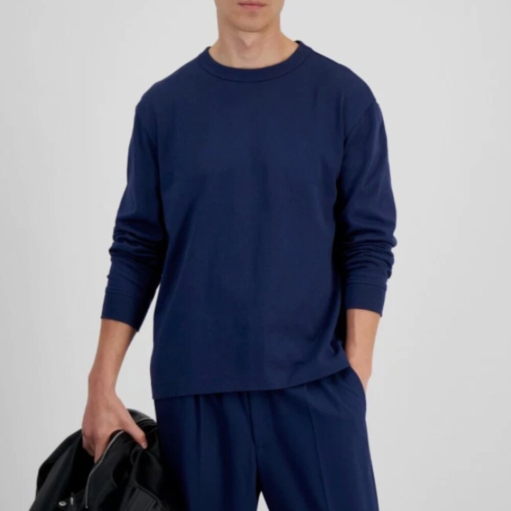 Mode of One Mens Cotton Tee Shirt Crewneck Long Sleeve Caspian Waters Size S